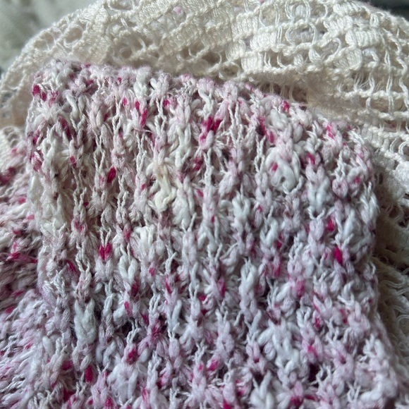 Free People Poppyseed Marled Knit Sheer Lace Back V Neck Pullover Sweater Sz L/G - Picture 11 of 13